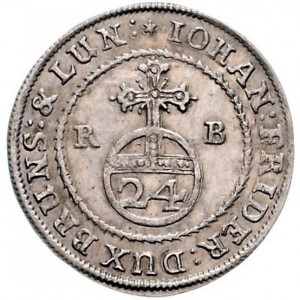 Реверс монеты Герцогство Брауншвейг, 1/24 талера, 1679, Смерть Иоганна Фридриха