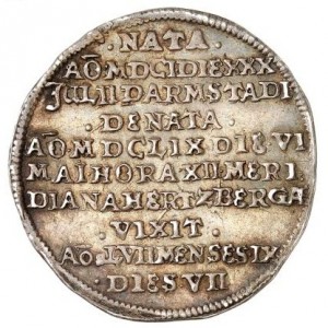 Реверс монеты Герцогство Брауншвейг, ⅛ талера, 1659, Смерть Энн Элеоноры, жены Георга