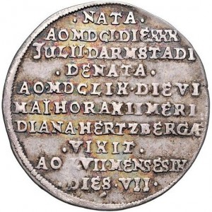 Реверс монеты Герцогство Брауншвейг, ¼ талера, 1659, Смерть Энн Элеоноры, жены Георга