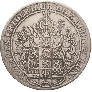 Аверс монеты Герцогство Брауншвейг, 1 талер, 1679, Смерть Иоганна Фридриха /герб на аверсе/