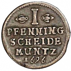 Реверс монеты Герцогство Брауншвейг, 1 пфенниг, 1691-1699