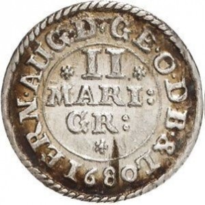 Реверс монеты Герцогство Брауншвейг, 2 мариенгроша, 1680