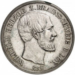 Аверс монеты Герцогство Брауншвейг, 2 талера, 1850, Лошадь на реверсе