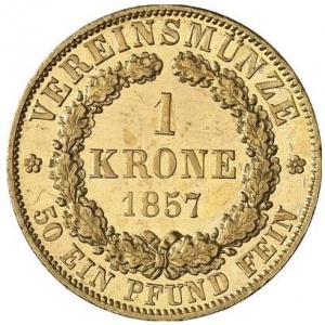 Реверс монеты Герцогство Брауншвейг, 1 крона, 1857, 1 Крона 1857