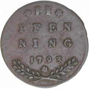 Реверс монеты Архиепископство Зальцбургское, 2 пфеннига, 1793-1794