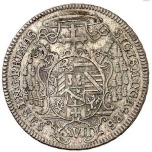 Аверс монеты Архиепископство Зальцбургское, 17 крейцеров, 1754