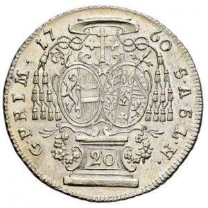 Реверс монеты Архиепископство Зальцбургское, 20 крейцеров, 1757-1764