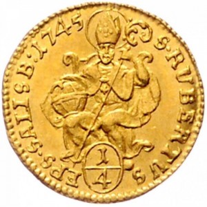 Реверс монеты Архиепископство Зальцбургское, ¼ дуката, 1745