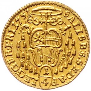 Реверс монеты Архиепископство Зальцбургское, ¼ дуката, 1751