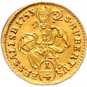 Реверс монеты Архиепископство Зальцбургское, ¼ дуката, 1753