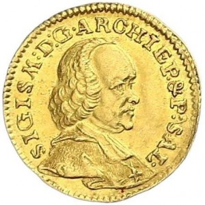 Аверс монеты Архиепископство Зальцбургское, ¼ дуката, 1755