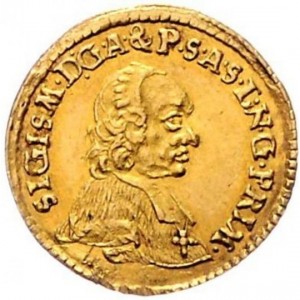 Аверс монеты Архиепископство Зальцбургское, ¼ дуката, 1770