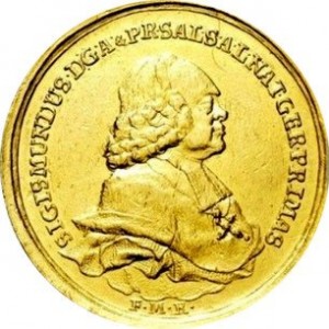 Аверс монеты Архиепископство Зальцбургское, 6 дукатов, 1764
