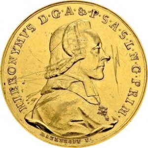 Аверс монеты Архиепископство Зальцбургское, 6 дукатов, 1782, 1200 лет епископству