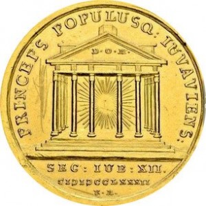 Реверс монеты Архиепископство Зальцбургское, 6 дукатов, 1782, 1200 лет епископству