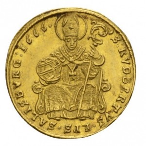 Реверс монеты Архиепископство Зальцбургское, ½ дуката, 1654-1668