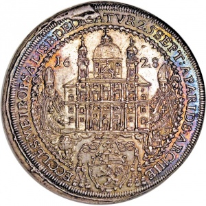 Аверс монеты Архиепископство Зальцбургское, 1 талер, 1628, Освящение митрополичьей церкви Зальцбурга архиепископом Па…