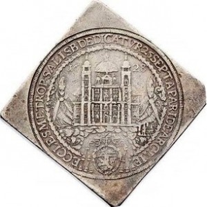 Аверс монеты Архиепископство Зальцбургское, 4 талера, 1628, Освящение митрополичьей церкви Зальцбурга архиепископом П…
