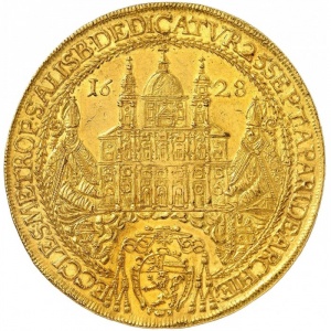 Аверс монеты Архиепископство Зальцбургское, 8 дукатов, 1628, Освящение митрополичьей церкви Зальцбурга архиепископом …