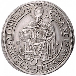 Реверс монеты Архиепископство Зальцбургское, ¼ талера, 1694, Герб на аверсе