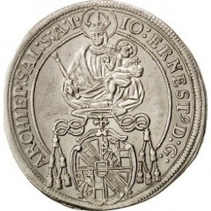 Аверс монеты Архиепископство Зальцбургское, ¼ талера, 1694-1708, Мадонна на аверсе