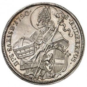 Реверс монеты Архиепископство Зальцбургское, ½ талера, 1712-1725, Мадонна на аверсе