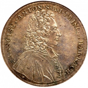 Аверс монеты Архиепископство Зальцбургское, 1 талер, 1710-1720, Маленький бюст Франца Антона на аверсе со звездой
