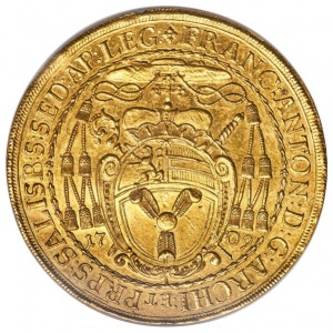 Аверс монеты Архиепископство Зальцбургское, 10 дукатов, 1709