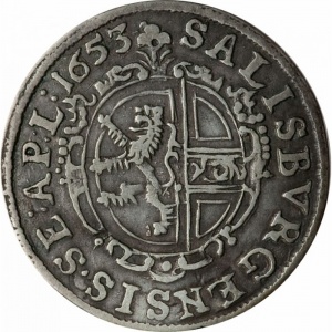 Реверс монеты Архиепископство Зальцбургское, 3 крейцера, 1653