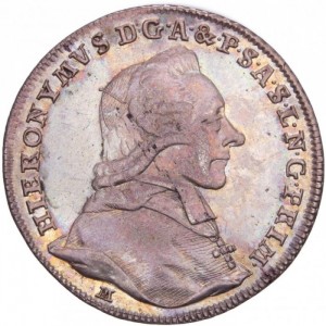Аверс монеты Архиепископство Зальцбургское, 10 крейцеров, 1782, 1200 лет епископству