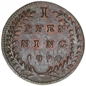 Реверс монеты Зальцбург, 1 пфенниг, 1786-1790