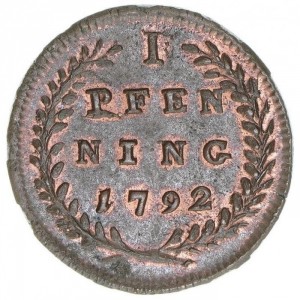 Реверс монеты Зальцбург, 1 пфенниг, 1792