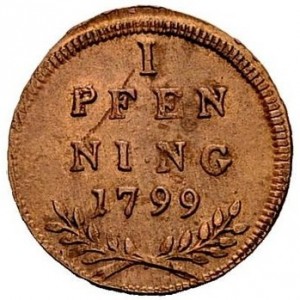 Реверс монеты Зальцбург, 1 пфенниг, 1792-1802