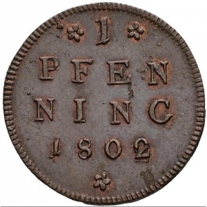Реверс монеты Зальцбург, 1 пфенниг, 1802