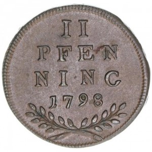 Реверс монеты Зальцбург, 2 пфеннига, 1791-1801