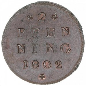 Реверс монеты Зальцбург, 2 пфеннига, 1802
