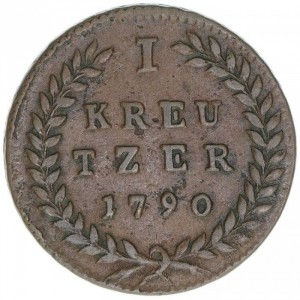 Реверс монеты Зальцбург, 1 крейцер, 1790