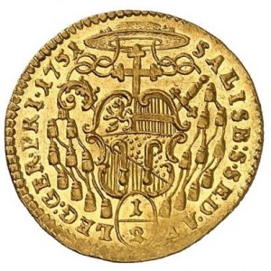 Реверс монеты Зальцбург, ½ дуката, 1751