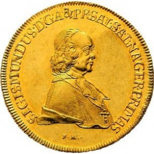 Аверс монеты Зальцбург, 6 дукатов, 1760