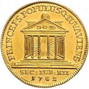 Реверс монеты Зальцбург, 1 дукат, 1782, 1200 лет епископству