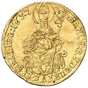 Реверс монеты Зальцбург, ¼ дуката, 1652
