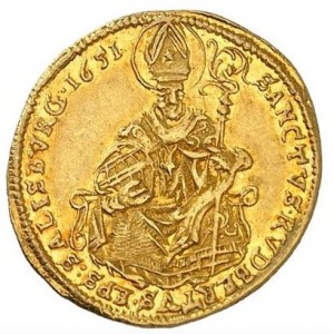 Реверс монеты Зальцбург, ½ дуката, 1643-1652