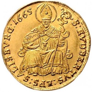 Реверс монеты Зальцбург, 1 дукат, 1654-1668