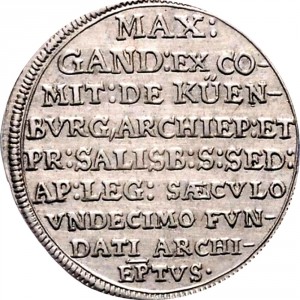 Реверс монеты Зальцбург, ¼ талера, 1682, 1100 лет епископству