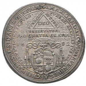 Аверс монеты Зальцбург, ½ талера, 1682, 1100 лет епископству