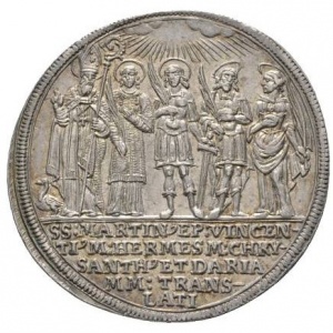 Реверс монеты Зальцбург, ½ талера, 1682, 1100 лет епископству