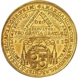 Аверс монеты Зальцбург, 4 дуката, 1682, 1100 лет епископству