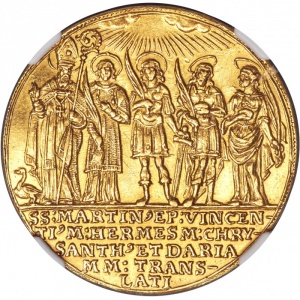 Реверс монеты Зальцбург, 5 дукатов, 1682, 1100 лет епископству