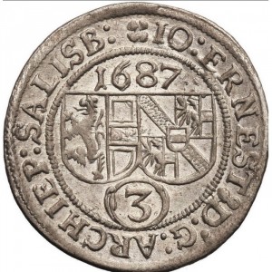 Аверс монеты Зальцбург, 3 крейцера, 1687-1692