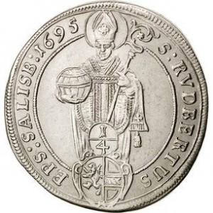 Реверс монеты Зальцбург, ¼ талера, 1694-1708, Мадонна на аверсе